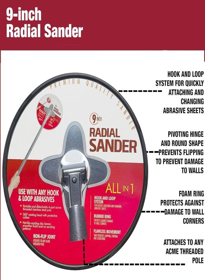 Radial Hand Drywall Sander - 9 Inch Hook and Loop System