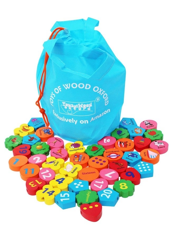 Toys of Wood Oxford Wooden Alphabet Number Blocks - 3 Years Old 46 pieces