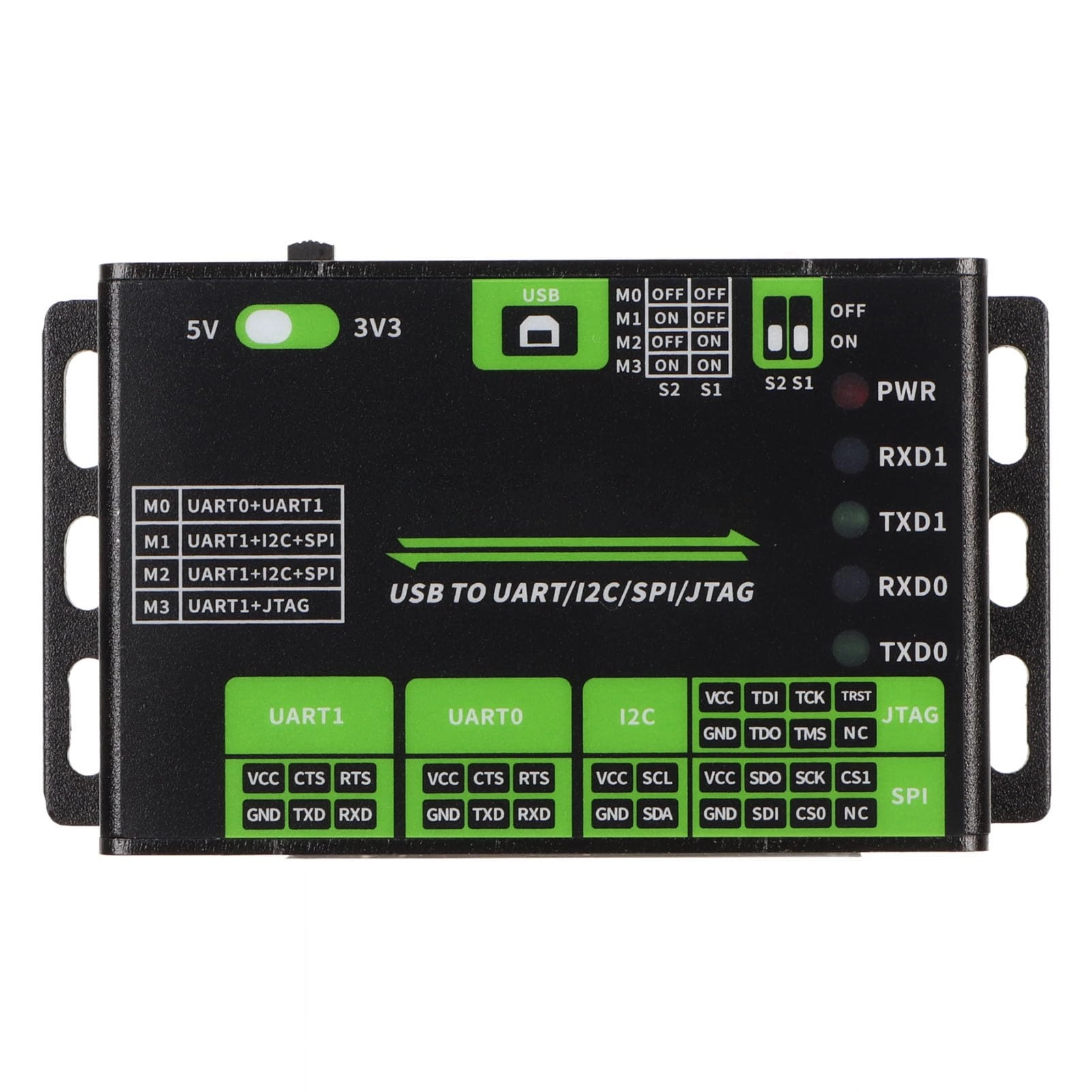 GOWENIC USB to UART I2C SPI JTAG Converter - Aluminium Alloy 3.3V/5V