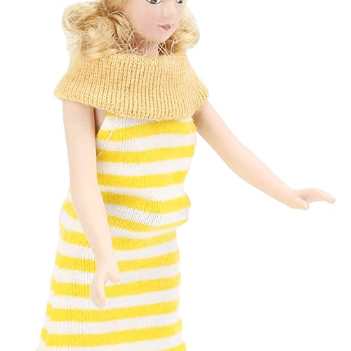 Dollhouse Figure - 1:12 Ceramic Blonde Hair Yellow Dress Ages 4+