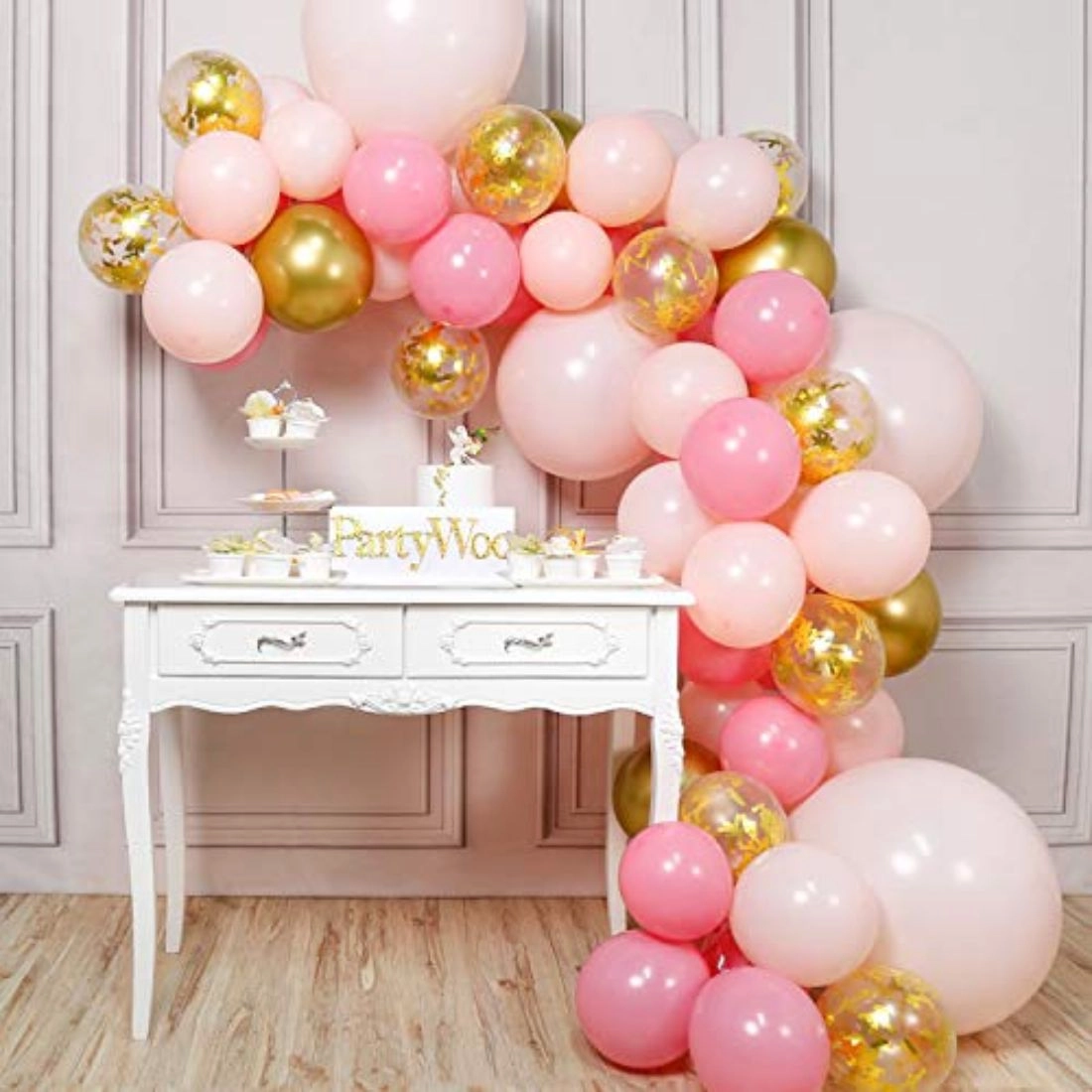 Party Time Trading LLC Pink And Gold Balloons - 66 Pcs