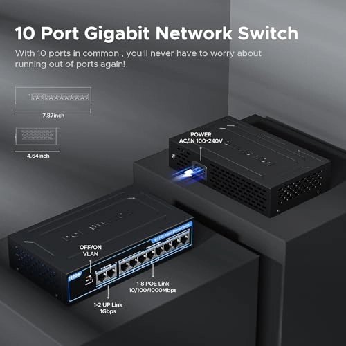 8 POE+ Gigabit 10-Ports