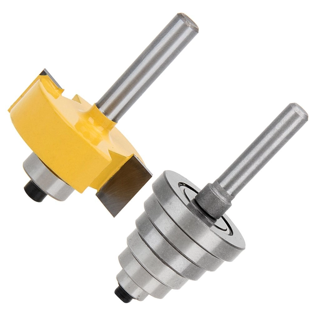 Router Bit Set - 1/4'' 2Pcs + Top Mounted Replacement Bearings - 10 Pcs