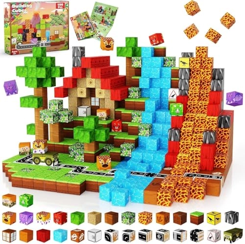 Magnetic Building Blocks - dinosaur landscape 100 pcs