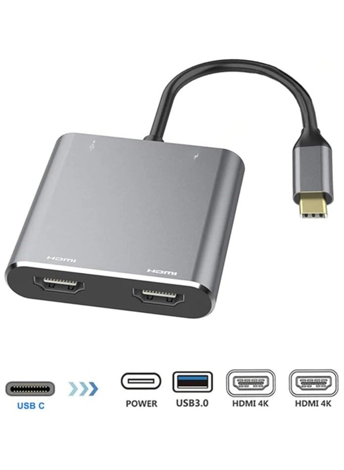 USB C to Dual HDMI Adapter - 4 in 1 4K@30Hz