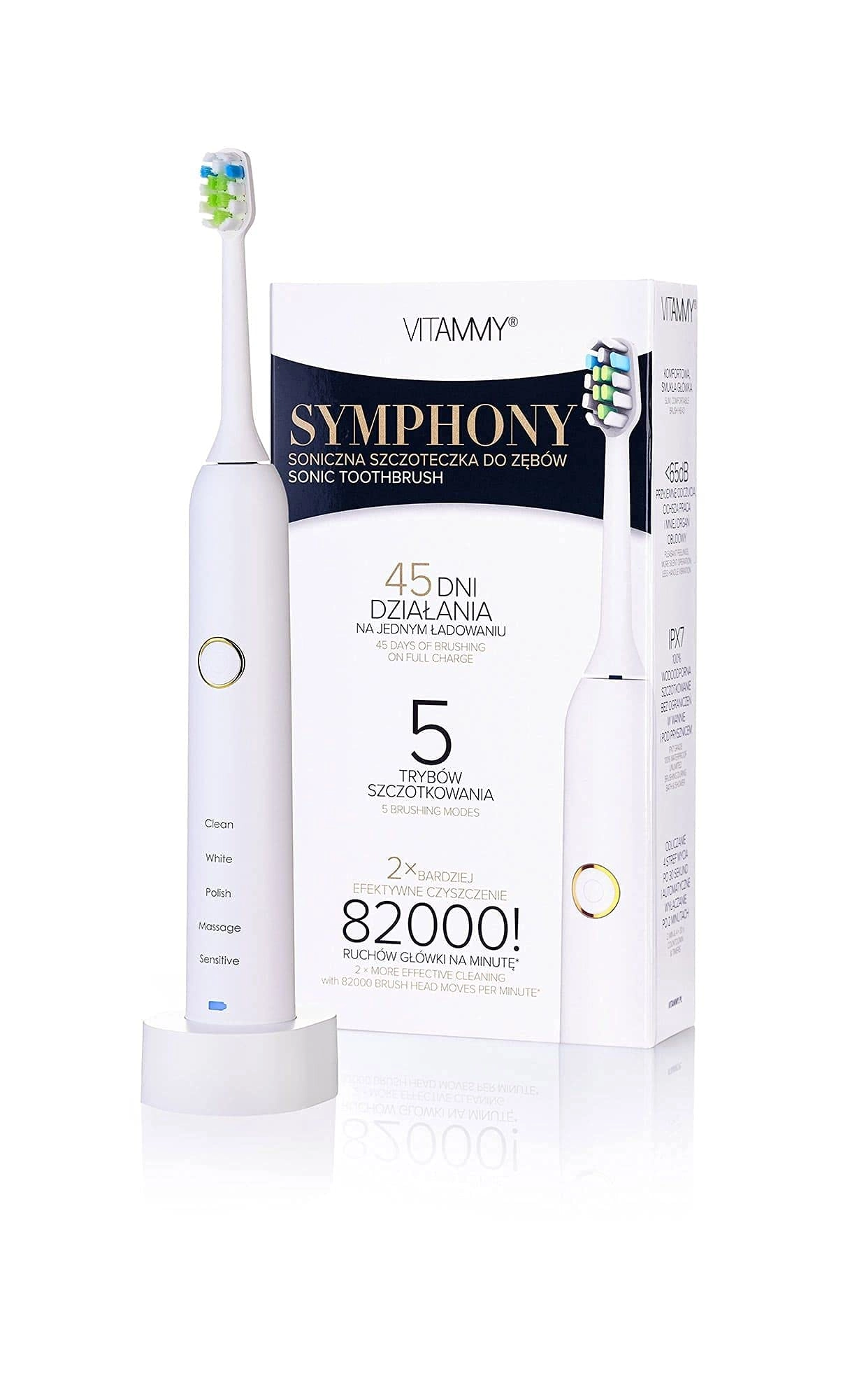 Vitammy Symphony Sonic Toothbrush - 45 Days Per Charge 5 Brush Modes Up to 82,000 Movements per Minute