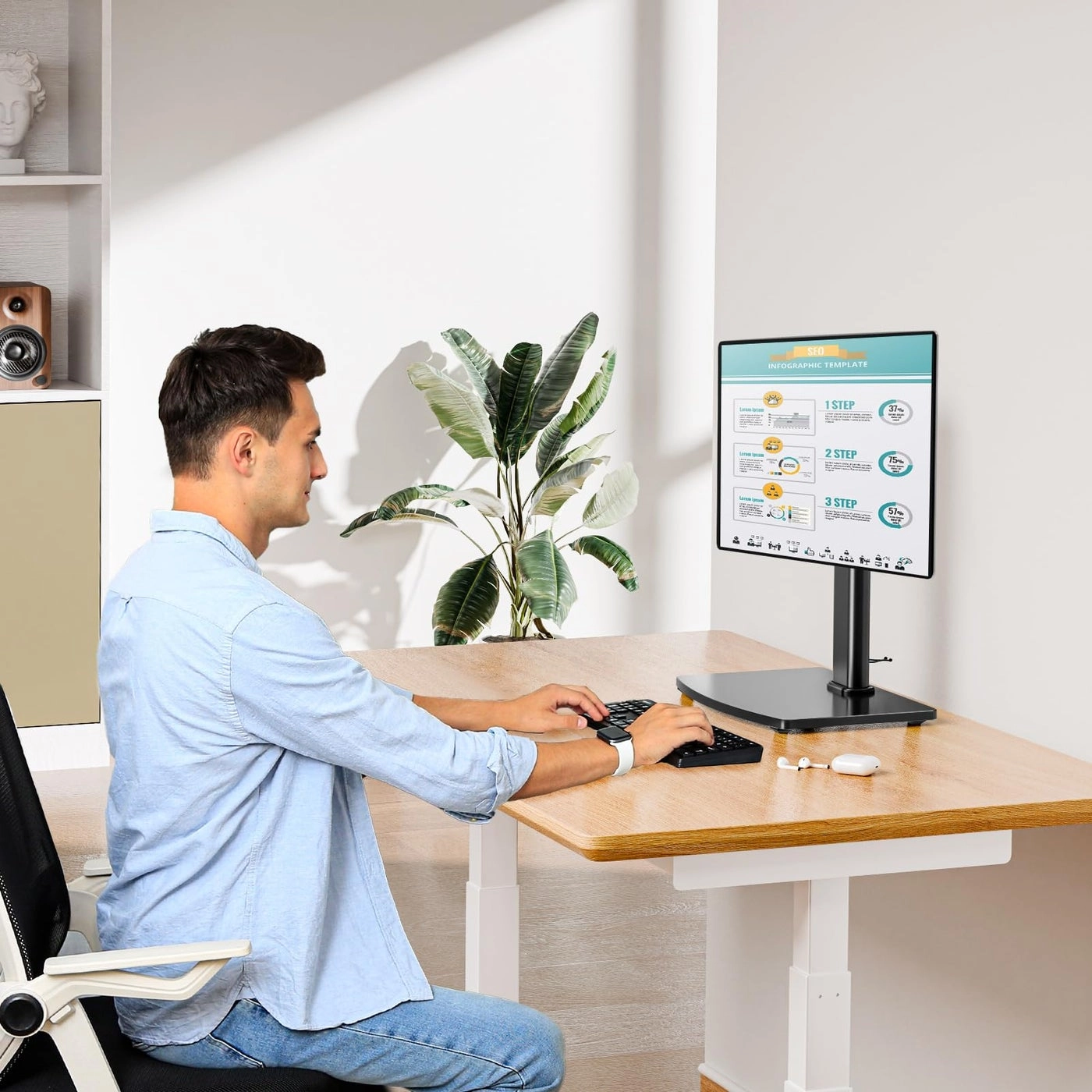 Single Gaming Monitor Stand - 32â€ VESA 75x75, 100x100