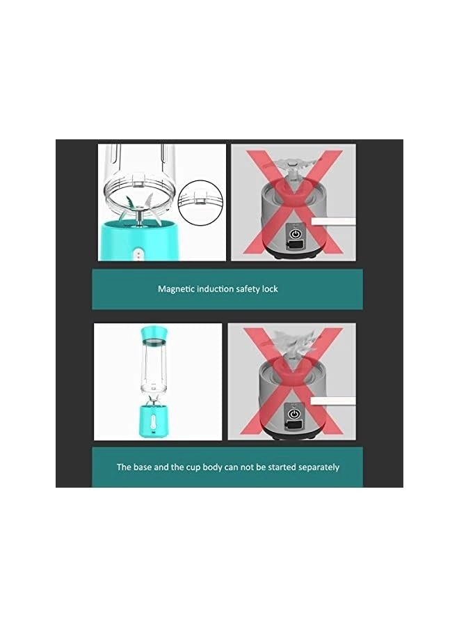 Mini Blender Cup - Rechargeable USB Charging Portable 6-Blade Stainless Steel