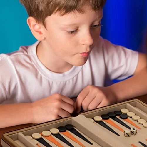 Backgammon Mini Game Set - Magnetic Travel Leatherette