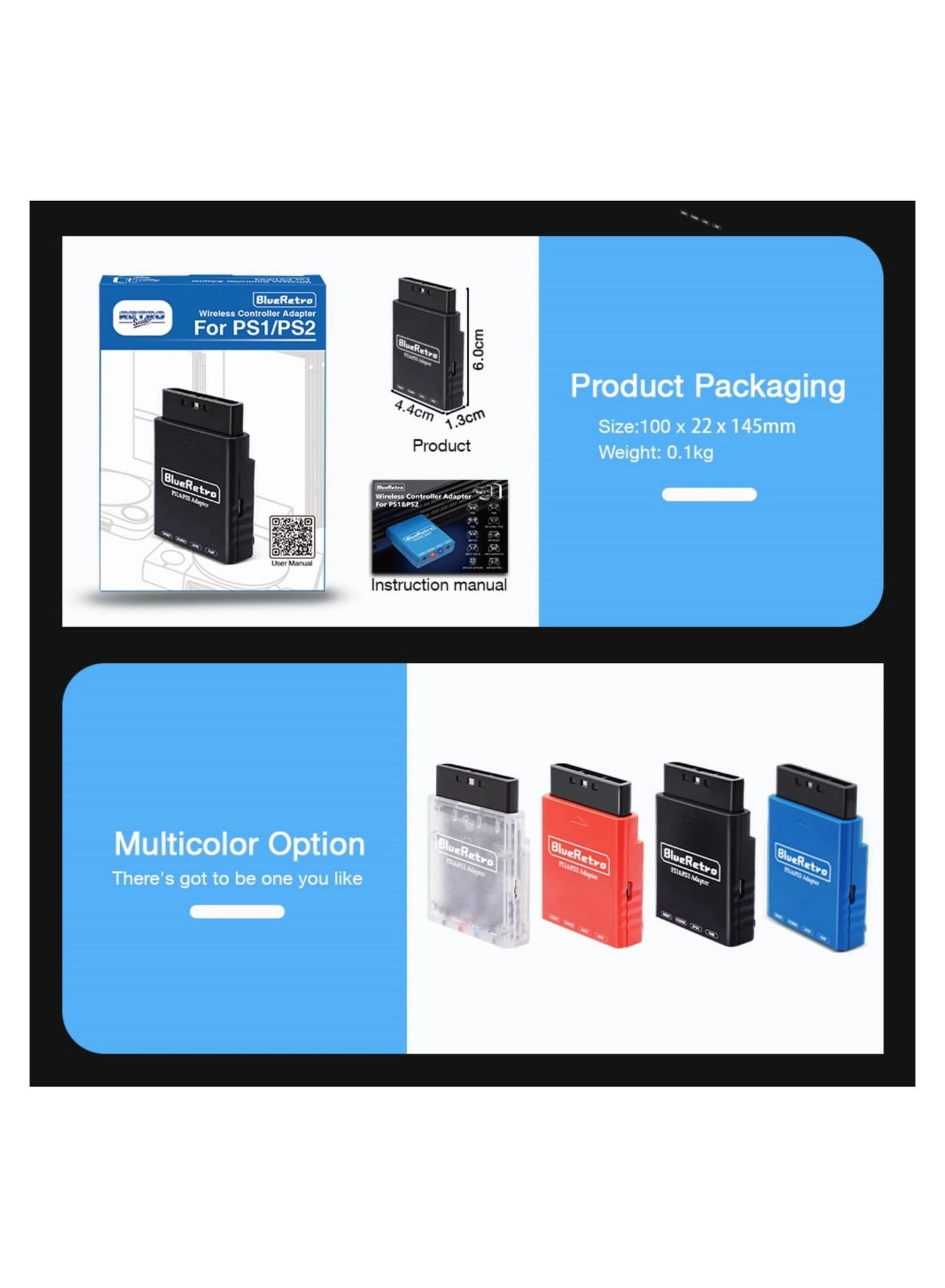 Wireless Controller Adapter - Wireless PS1/PS2 PS3 PS4 PS5 Xbox One S Series X/S Switch Pro