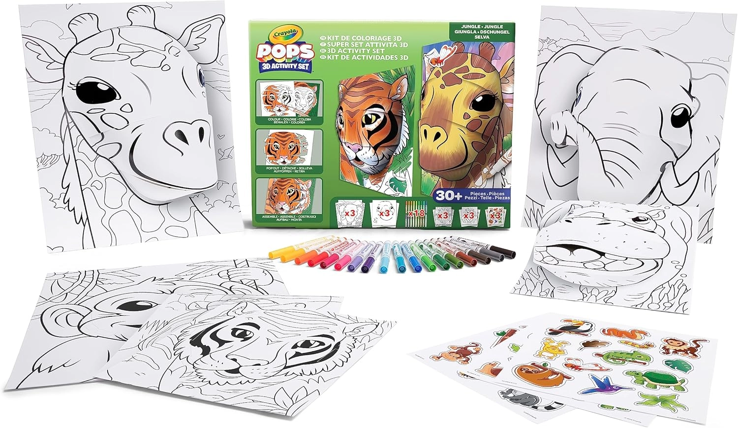 COLOR LAND CHILDRENS TOYS CENTER LLC Pops Super Set-Jungle Creative Building Kit - 30X37 cm 25X21.6 cm 7 Skinnymarkers