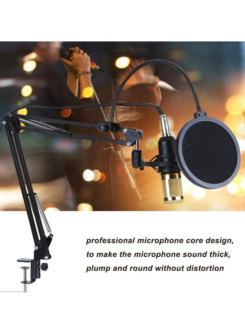 Condenser Microphone + V8S Live Sound Card Wireless+USB+3.5mm-Mini-Jack Microphone
