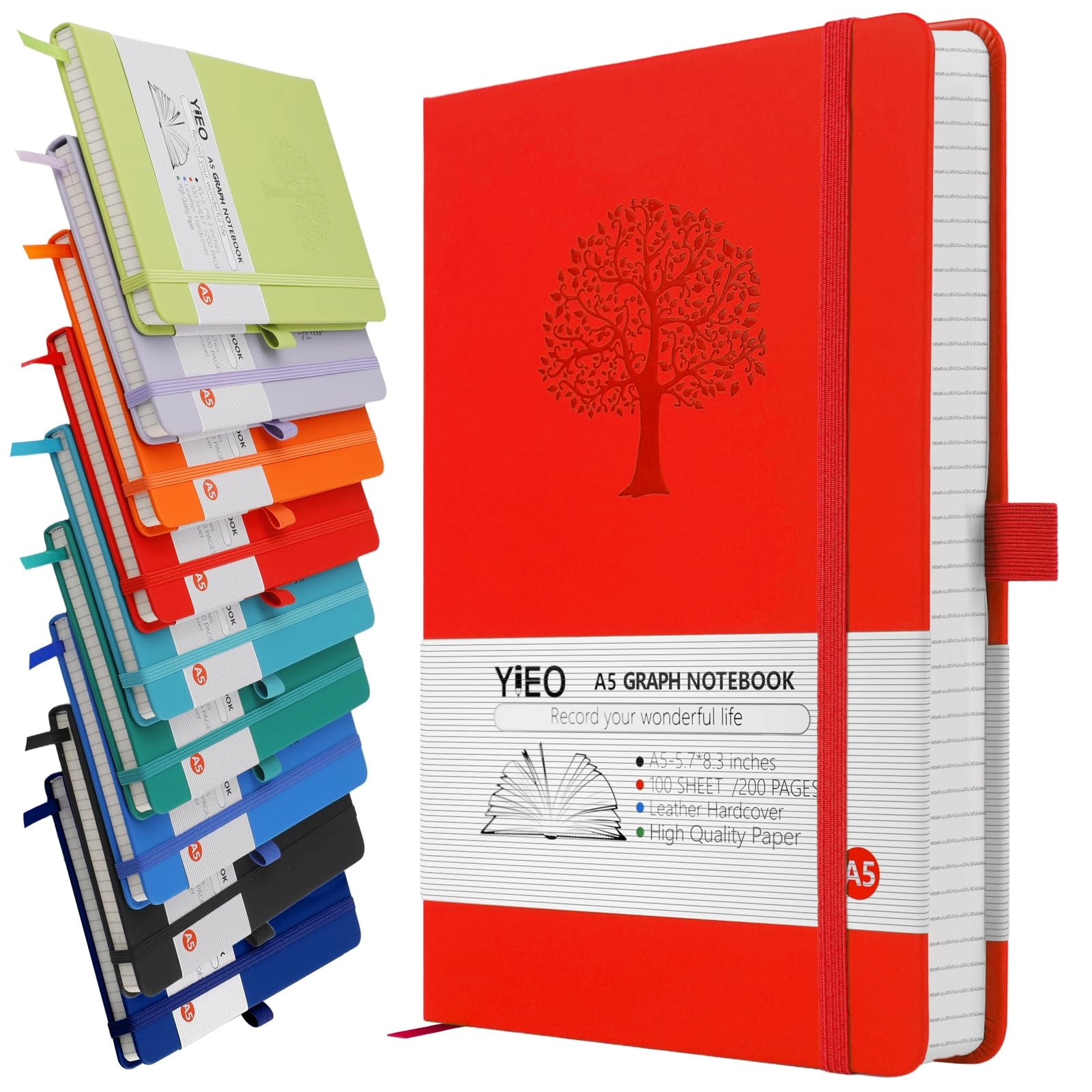 yieo Journal Notebook A5 Hardcover - Grid 200 Pages