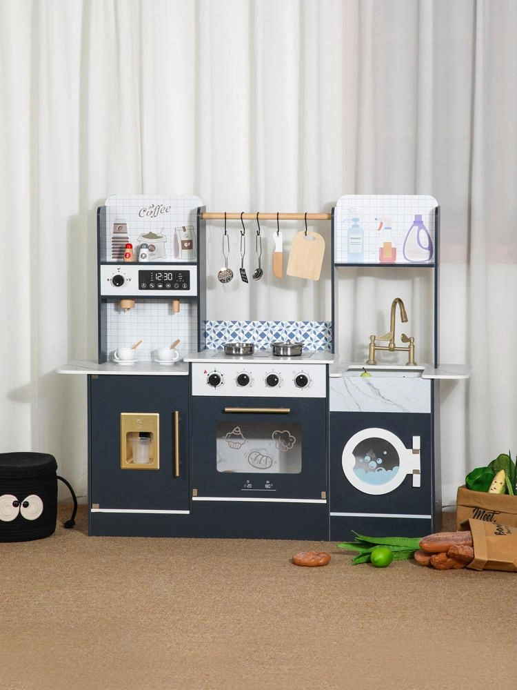 Kids Wooden Kitchen Playset - 10+ pcs (5551007-MSN24015)