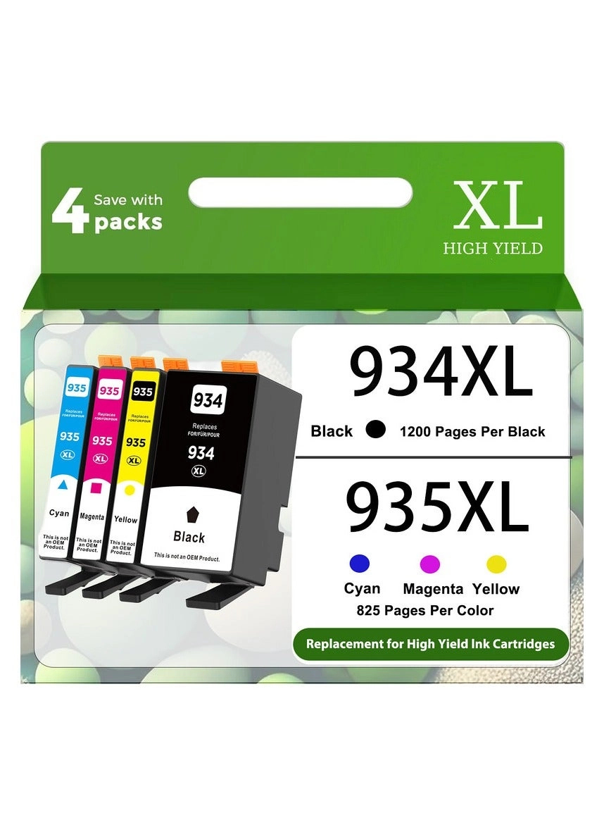 Beauenty 934XL - HP High Yield Black Compatible + 935XL - HP High Yield Multicolor Compatible Pack of 4
