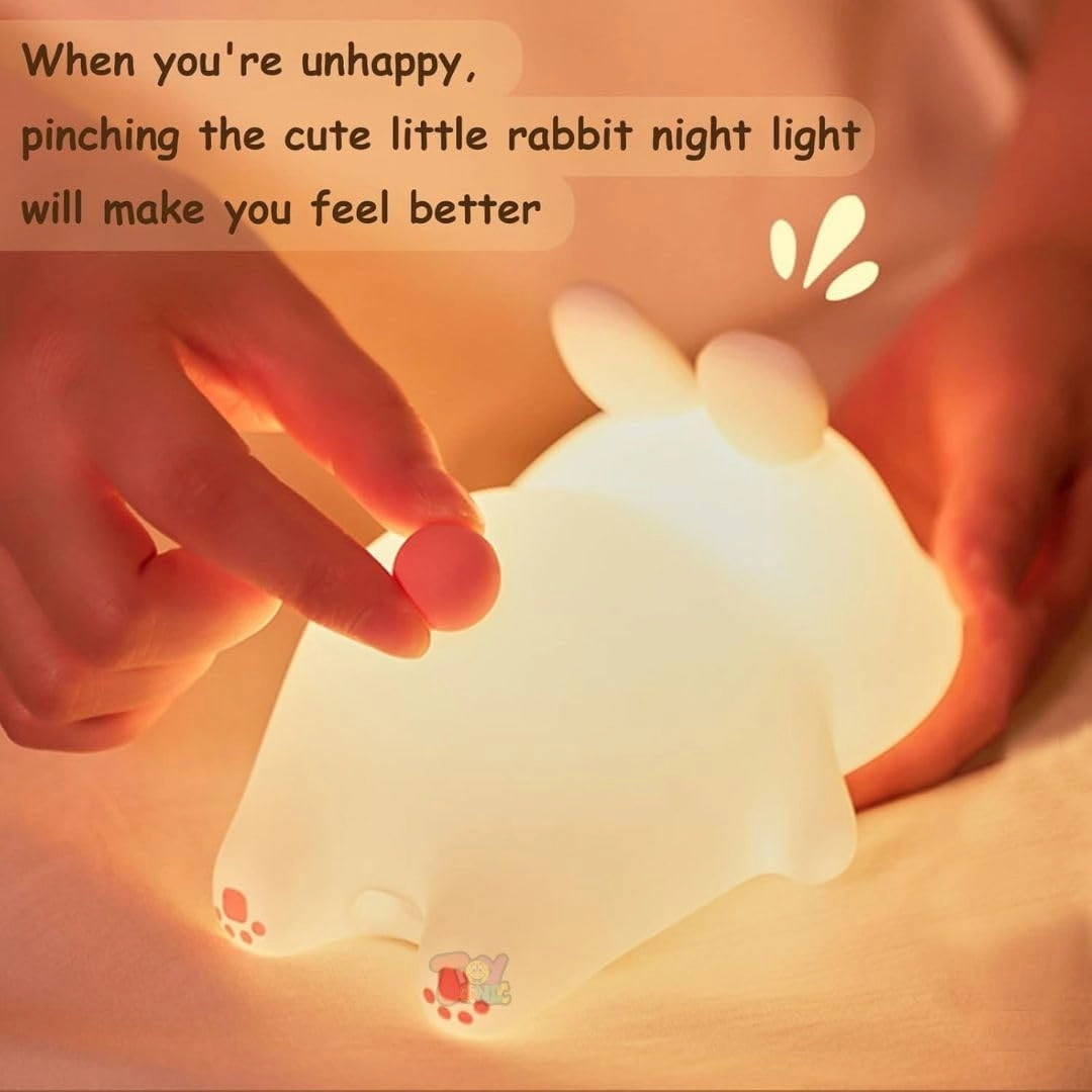 Big Face Rabbit Night Light - USB-Powered Pink