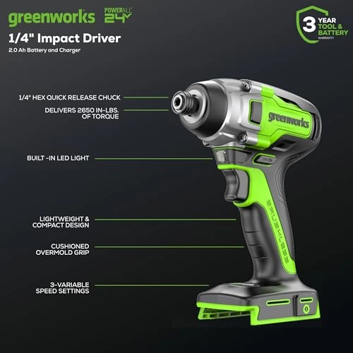 24V Brushless Drill/Driver - 2×2.0Ah(USB Battery) 2800 RPM