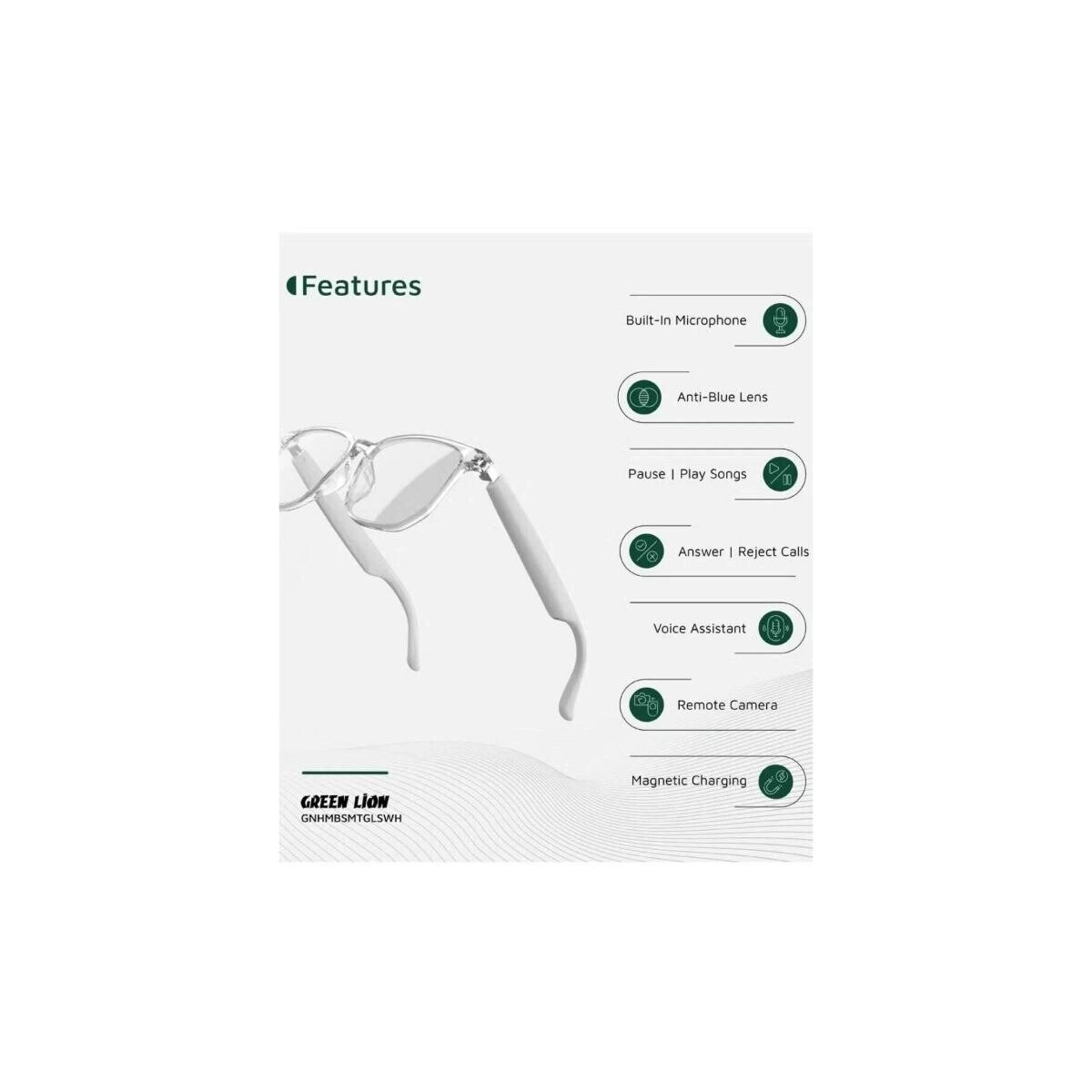 Hamburg Smart Audio Glasses - Bluetooth 5.4 5 Hours White