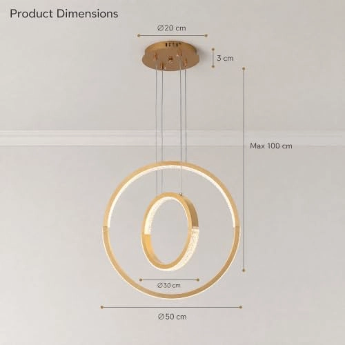 15046 Modern LED Chandelier - warm neutral white Dimmable