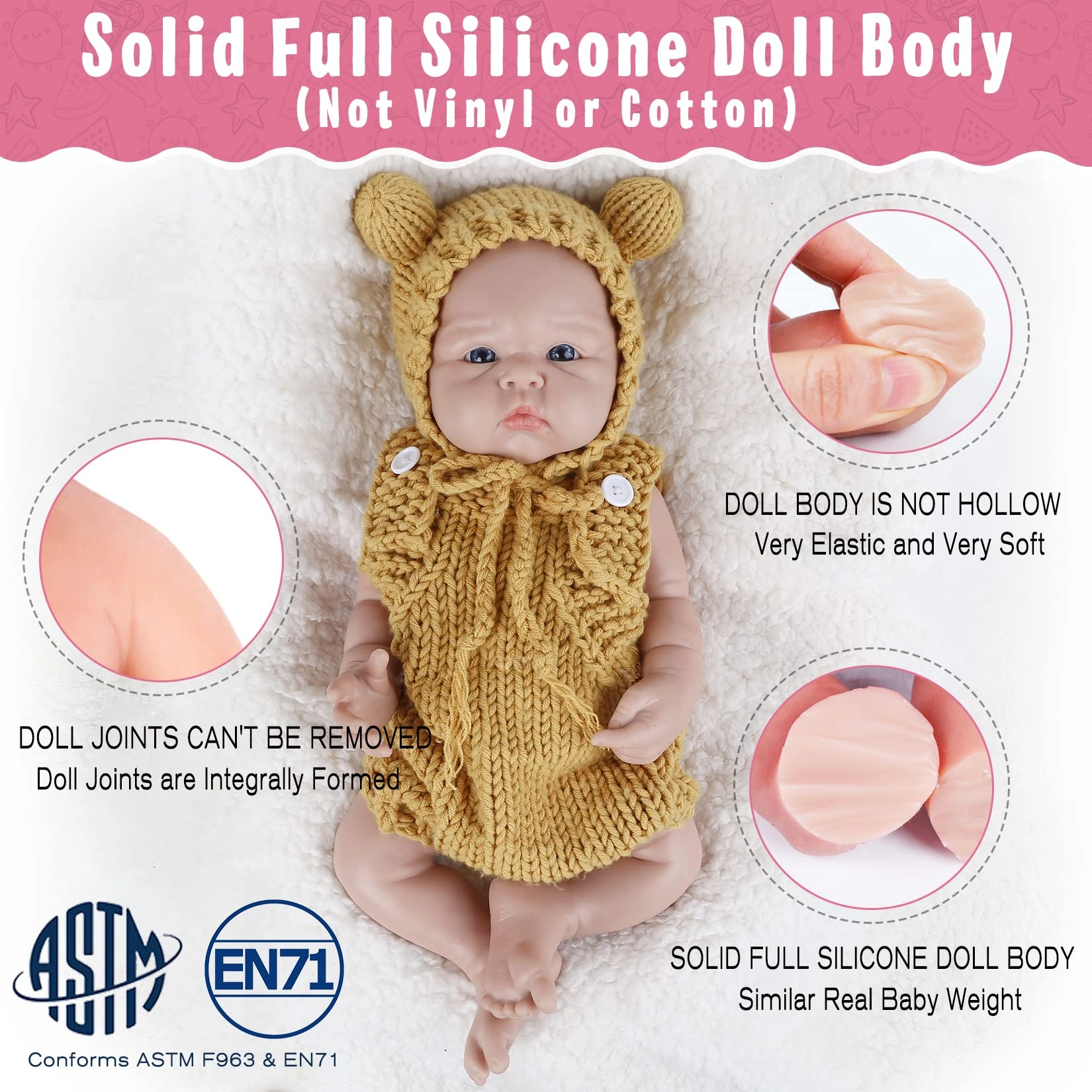 Reborn Baby Doll - 19 inch Silicone Boy Ages 3+