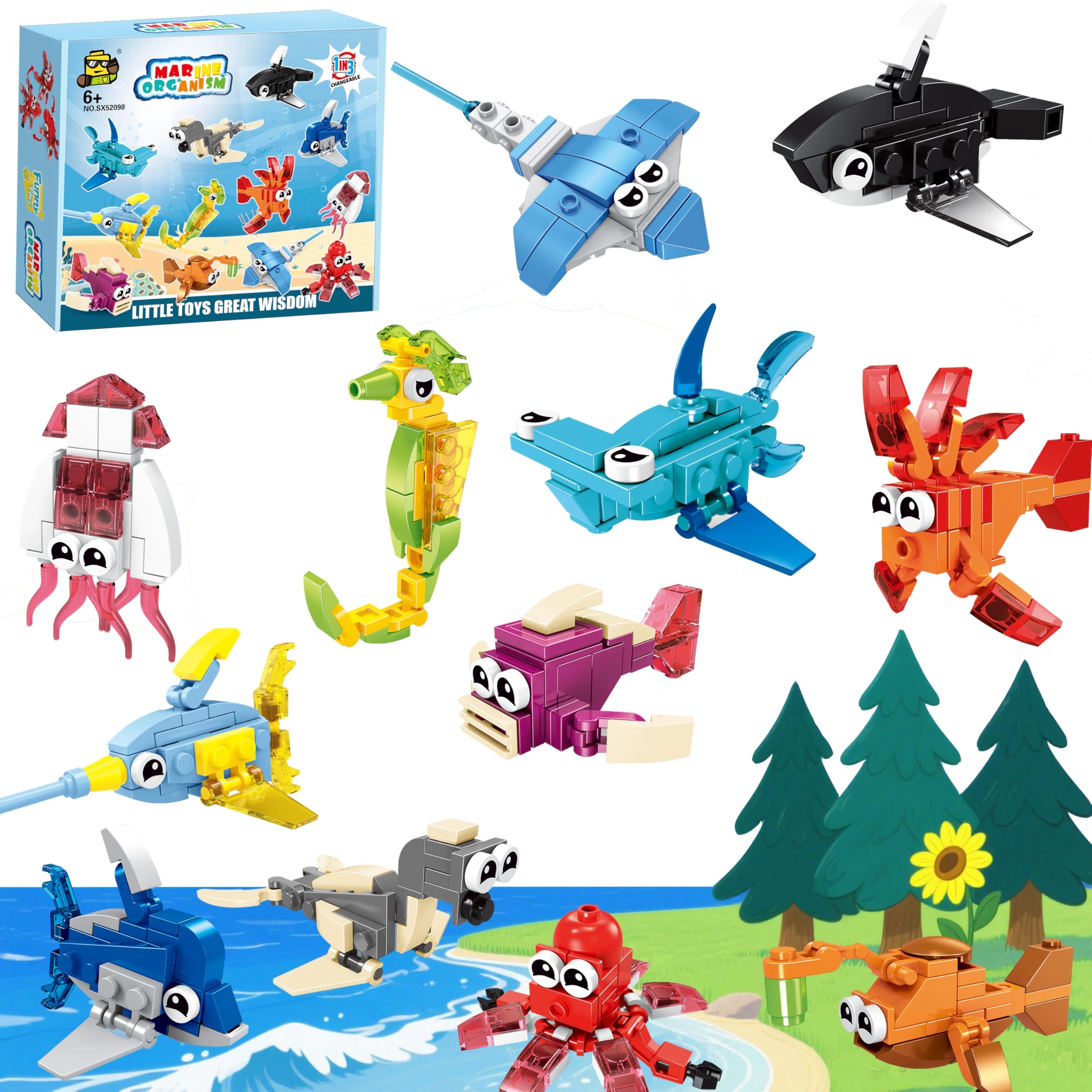 BRUKUSUR Mini Building Blocks Animals - 12 pcs