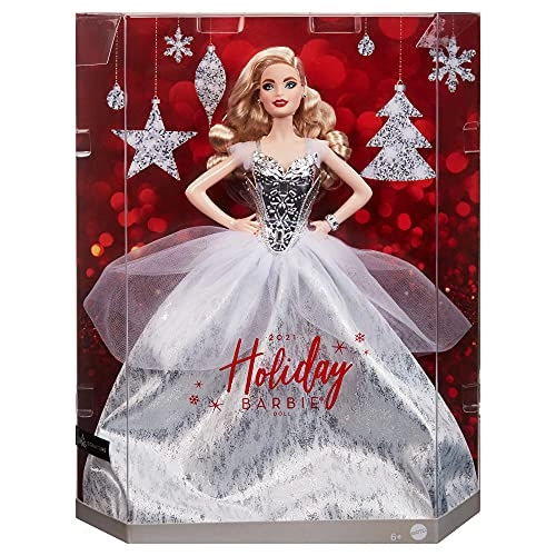 2021 Holiday Barbie - 12 Inch Blonde Wavy Hair Silver Gown Ages 6+