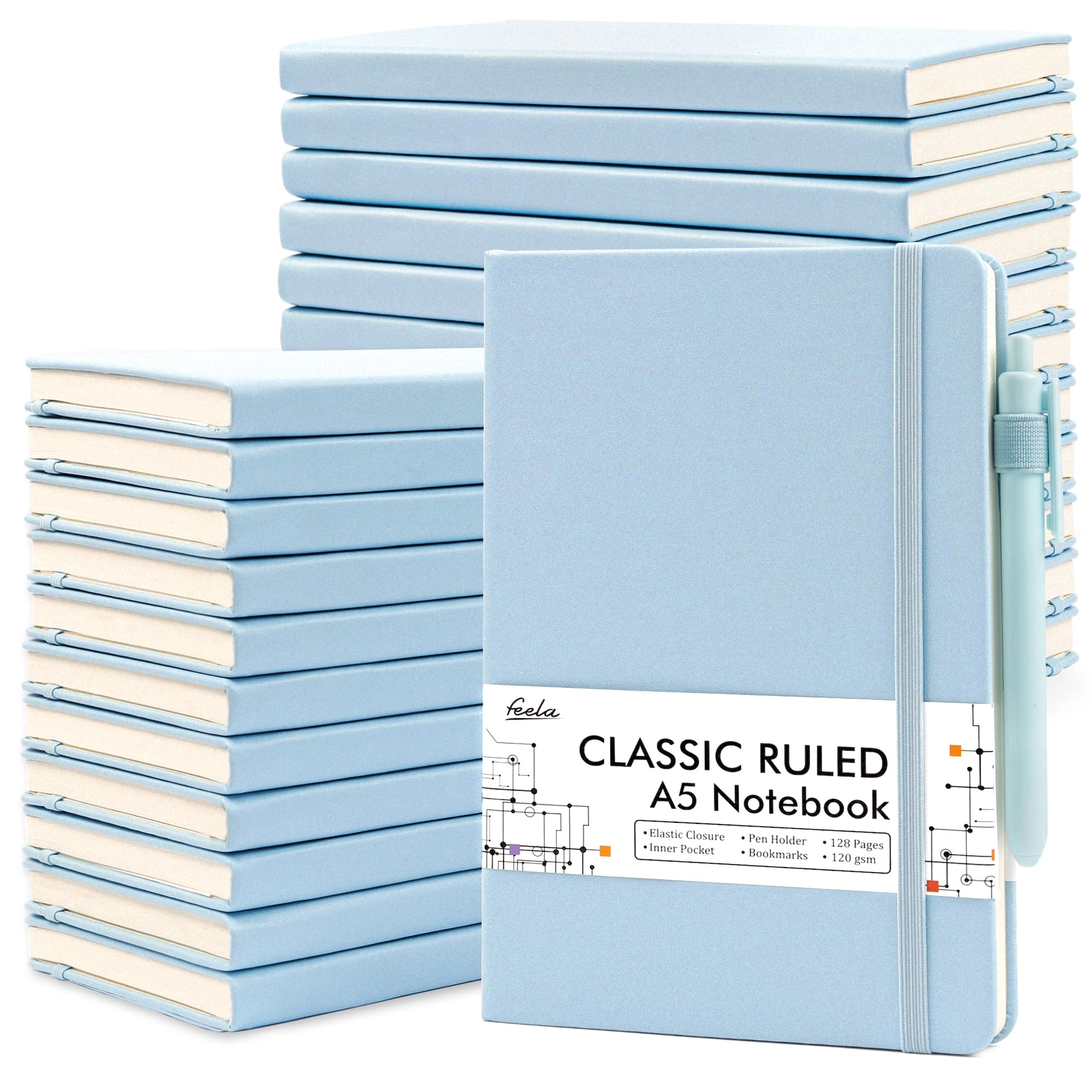 feela Journal Notebook A5 Hardcover - Grid 128 Pages