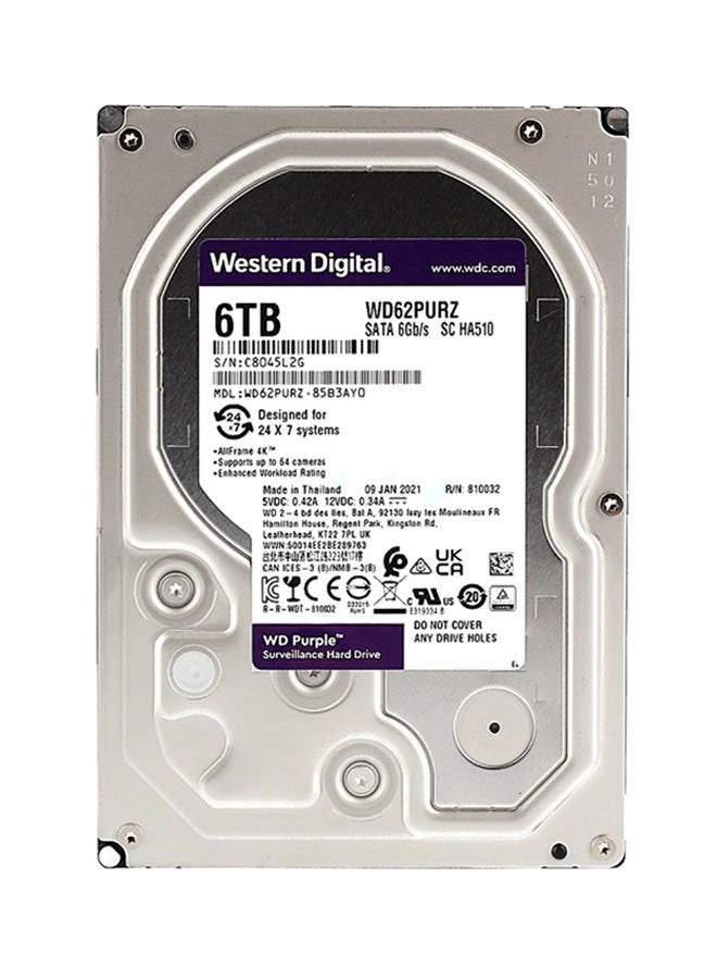 Purple Surveillance 3.5" 5640rpm 128MB SATA III (WD62PURZ) - 6TB