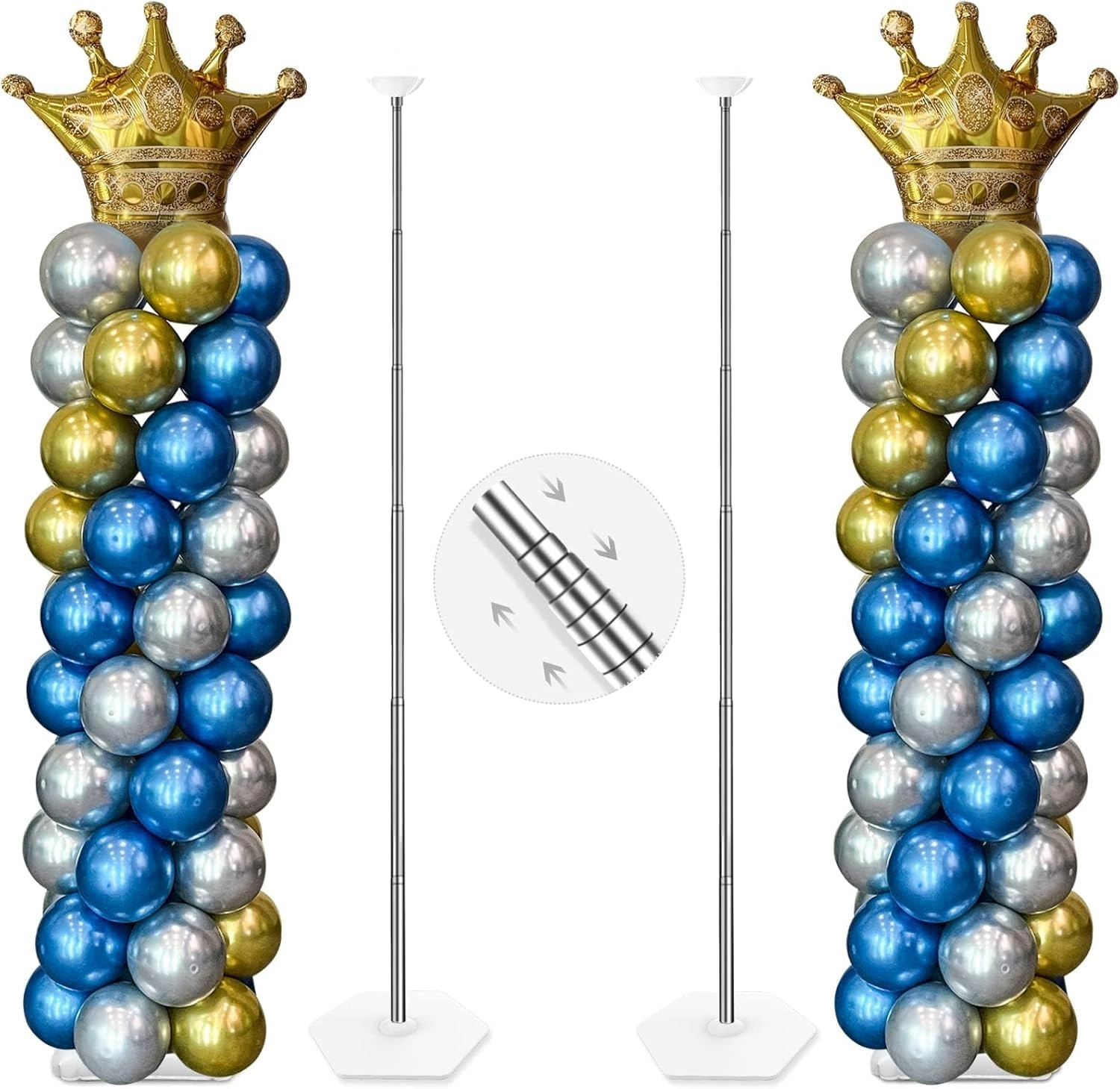 YALLOVE Balloon Column Stand - Set of 2 Anniversary, Baby Shower, Birthday, Gender Reveal, Graduation, Halloween, Homecoming, New Year, Prom, Retirement
