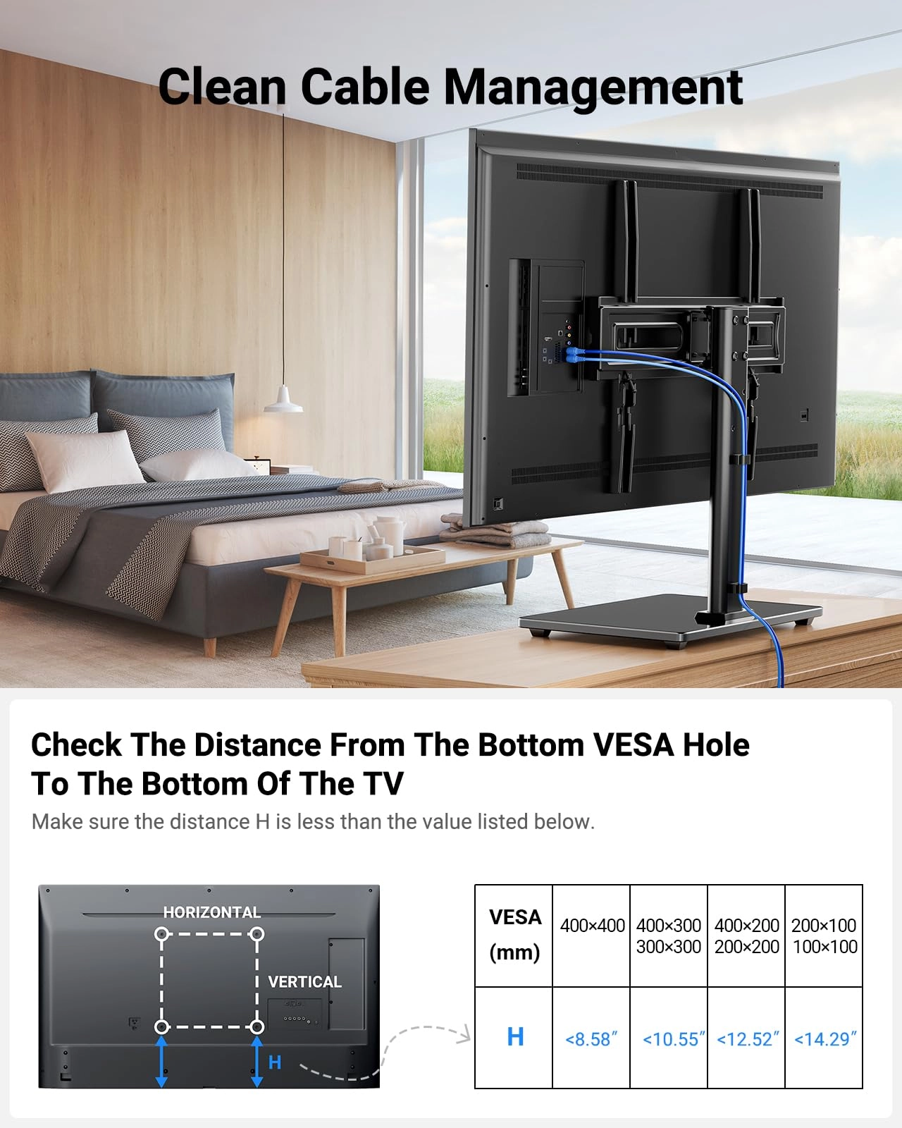 Table Top TV Stand - 22"-65" 110 pounds