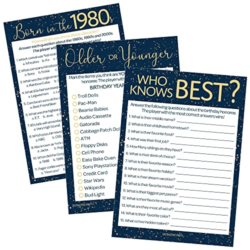 Who Knows Best - 20 cards per game + Older or Younger + Born in the 1980s Trivia - Set of 3 Games Adult