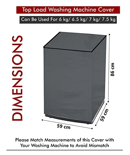 Washing Machine Cover - 6 kg 6.5 kg 7 kg 7.5 kg Grey