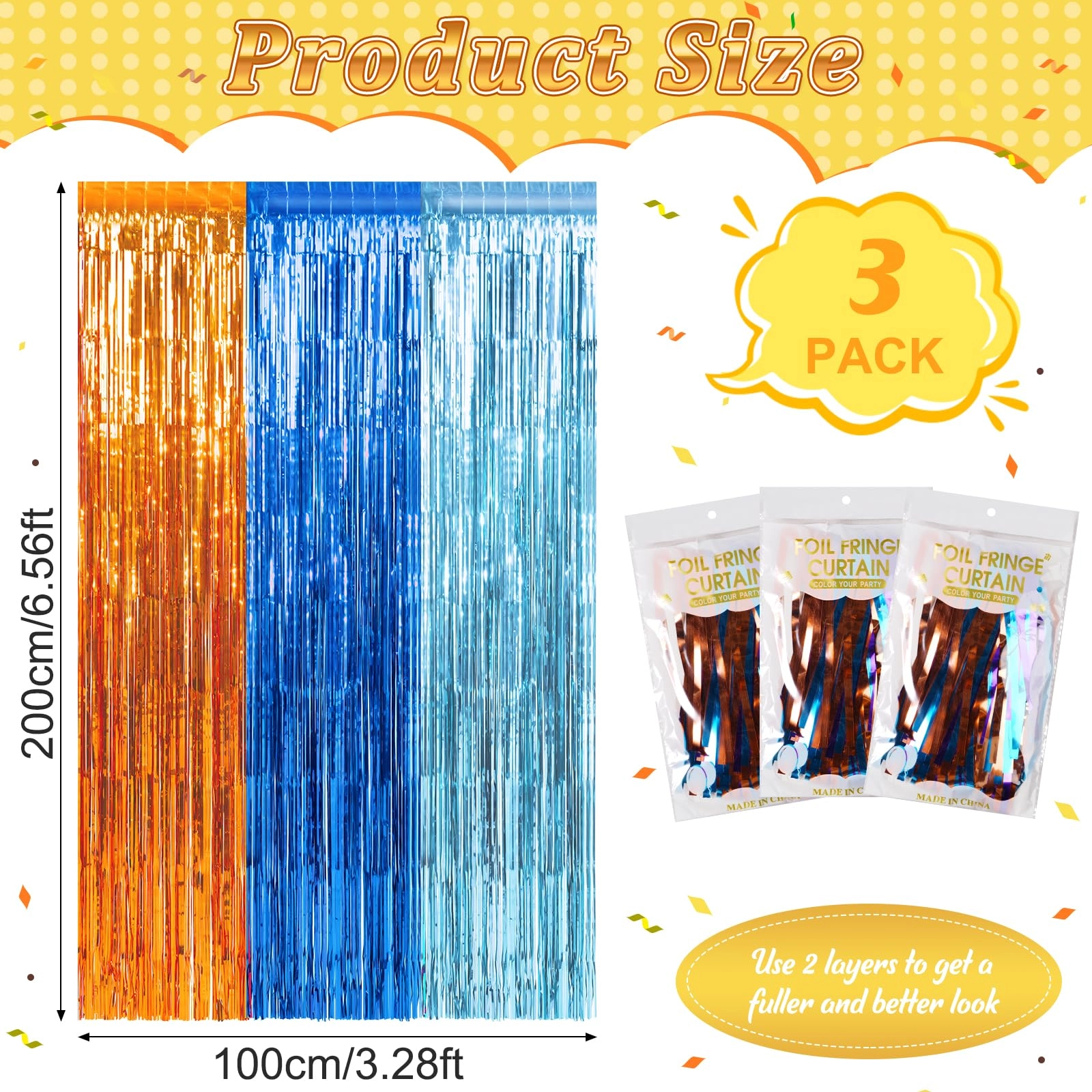 Foil Fringe Curtain - 3 Birthday Graduation Prom Wedding Pack