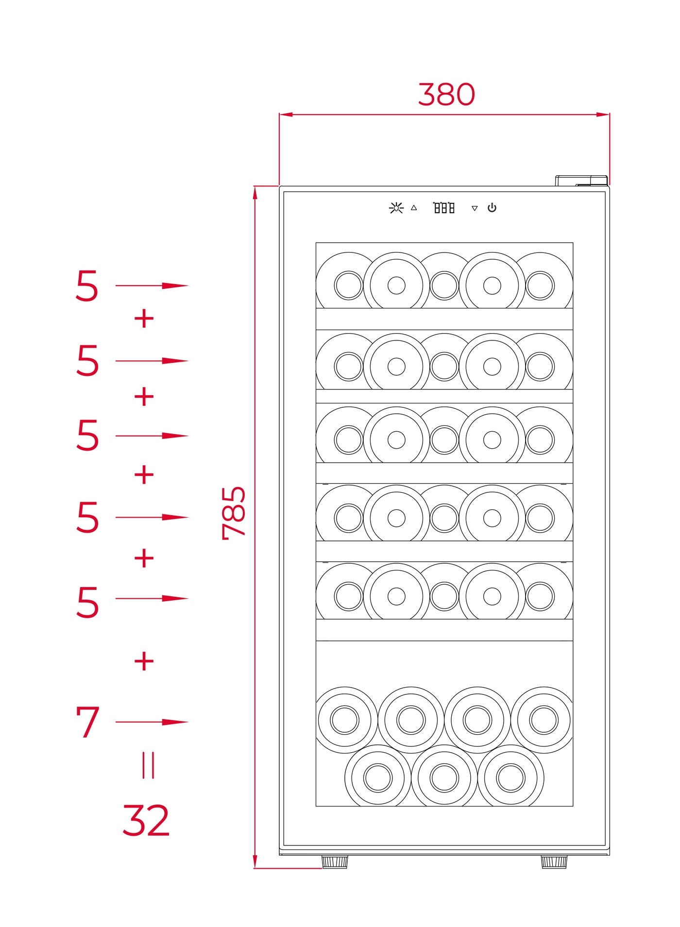 RVF 10032 - three independent temperature zones 28-bottle capacity