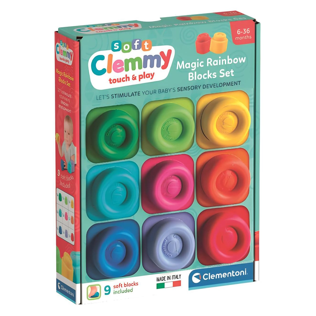 Clementoni Clemmy Magic Rainbow Blocks Set - 9 pcs