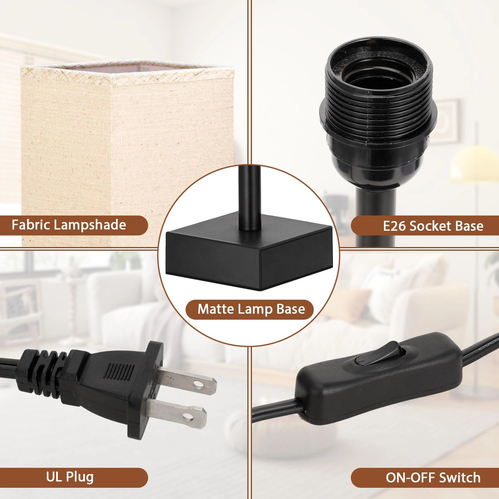 S6-16 - Linen Black Small Table Lamp