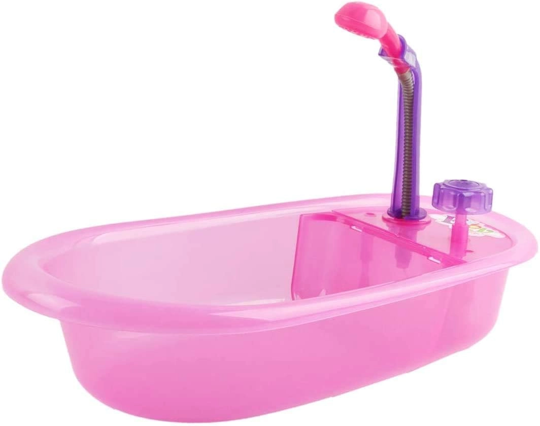 Baby Doll Set with Bathtub - 11PCS Pink