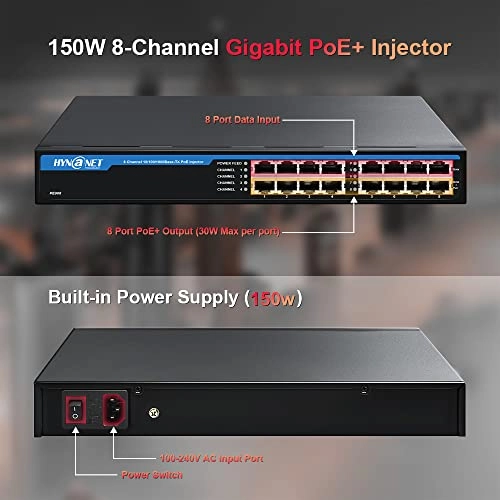 PE908 - 8 150W 52V DC IEEE 802.3af IEEE 802.3at 10/100/1000 Mbps