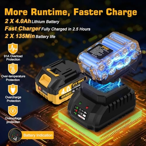 Cordless Hammer Drill - two 4000 mAh