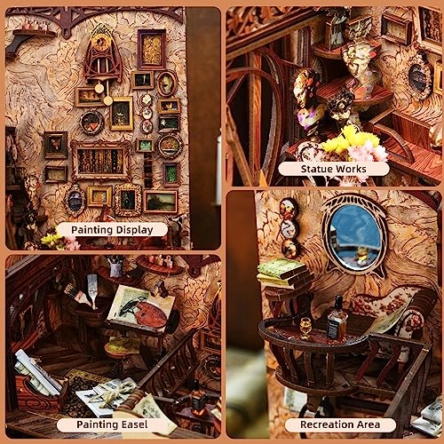 Book Nook Kit - 3D Wooden Puzzle LED Light Dust Cover