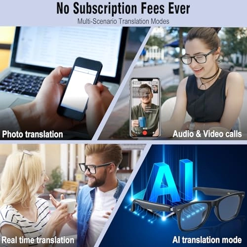 AI Translation Smart Glasses - 164 Languages Color-Changing Lenses