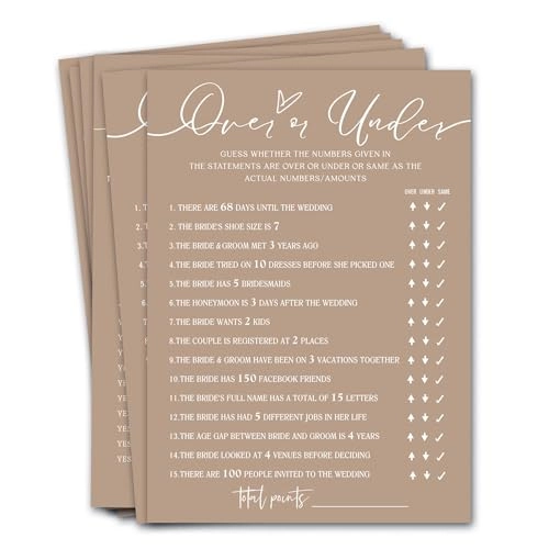 Bridal Shower Games Cards - 25 pieces Adult