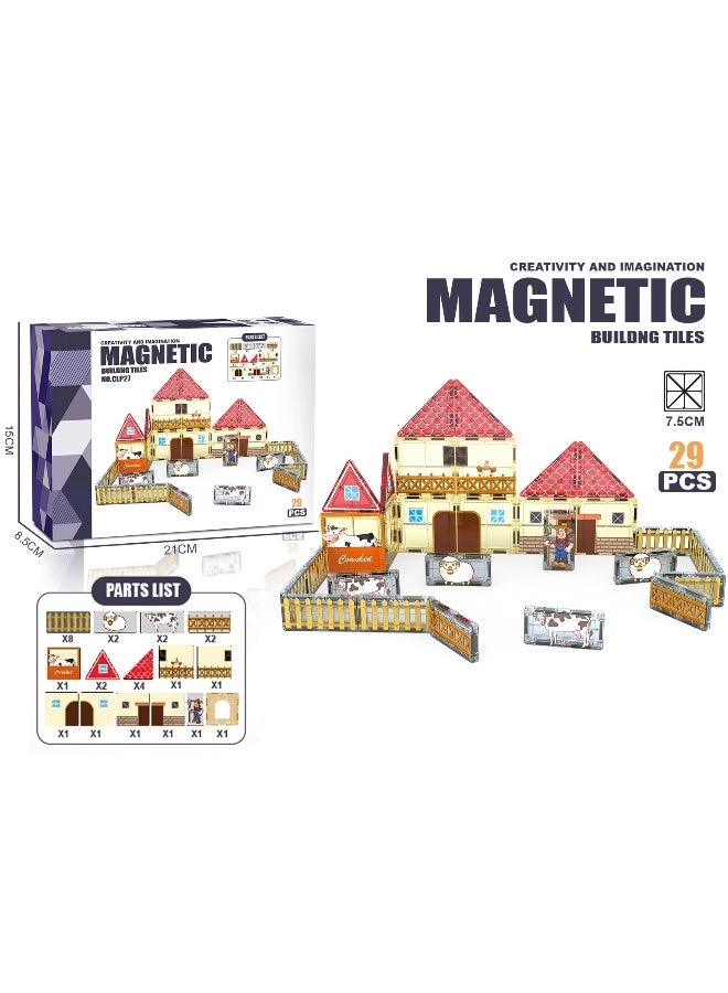 Magnetic Building Tiles Farm House Set - Farm 29 pcs