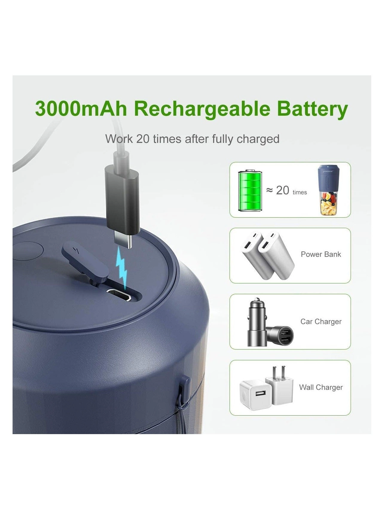 Mini Portable Blender - Rechargeable Personal Four-Blade