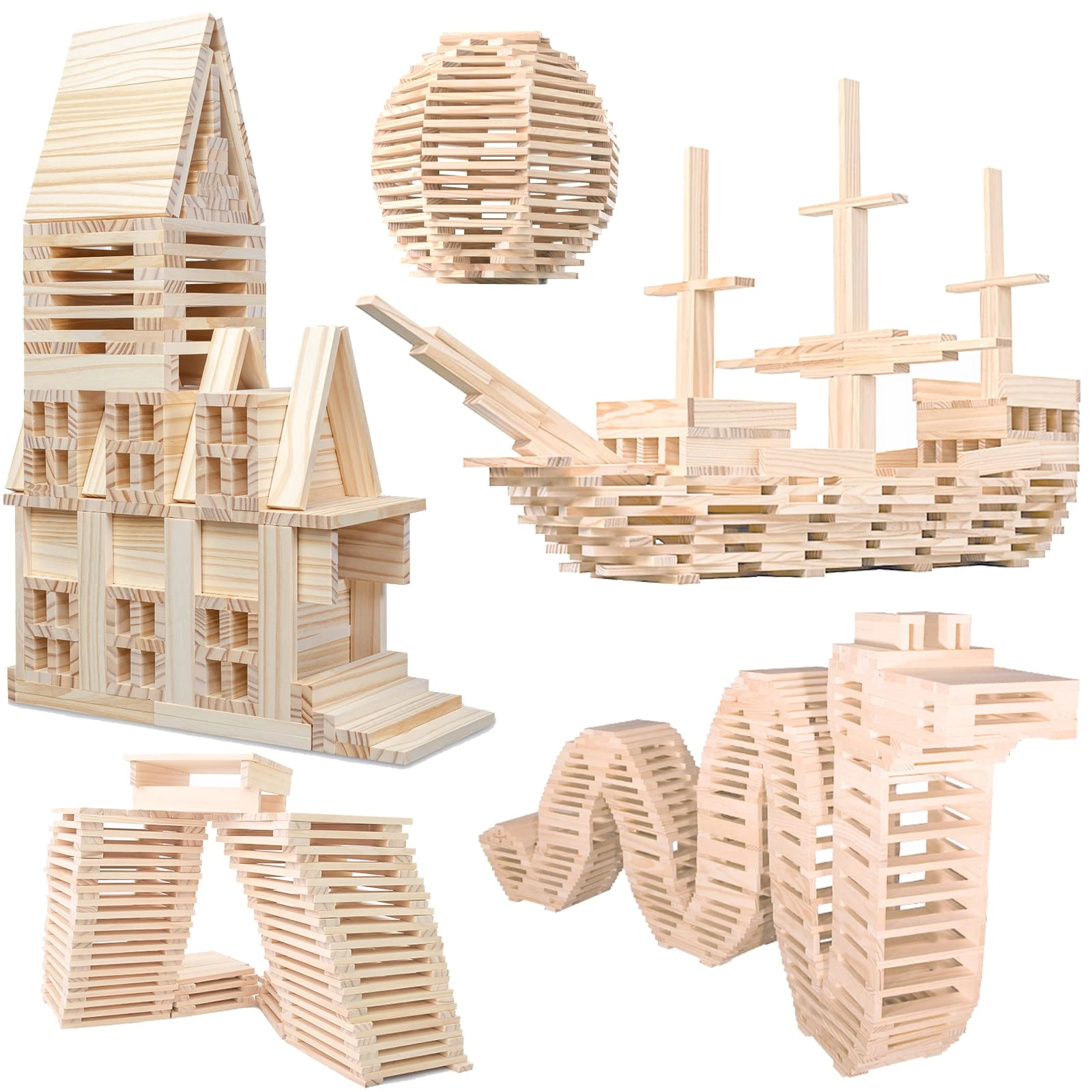 NiToy Wooden Plank Building Blocks - 200 pcs