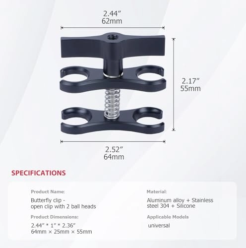 Standard Long Ball Clamp Mount - 1" Inch Aluminum Adjustable