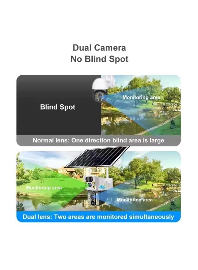 Solar Powered Dual Lens 4G Outdoor Security Camera