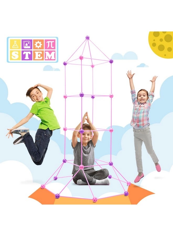 Kids Fort Building Kit - STEM Indoor Outdoor Purple+Pink