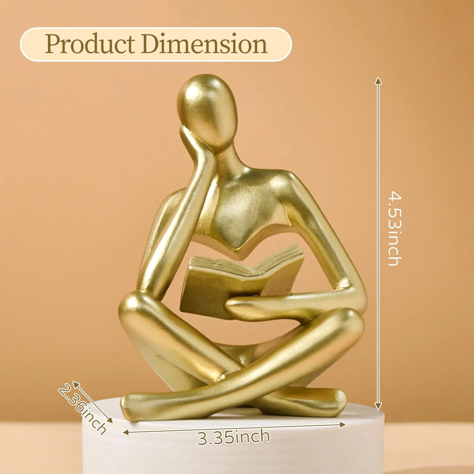 Reading Thinker Statue - Resin