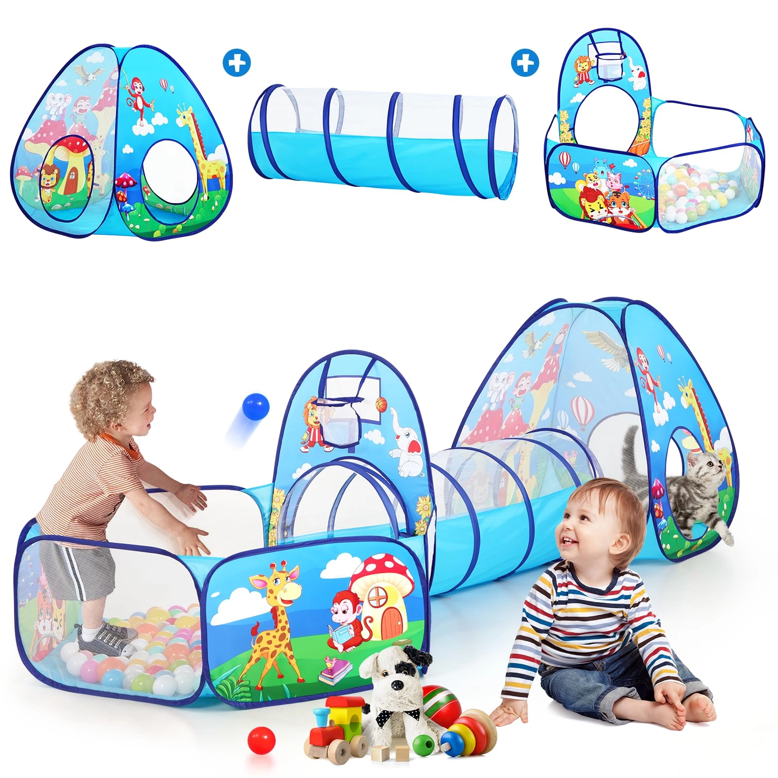 pigpigpen 3 in 1 Kids Play Tent - Jungle Pop Up